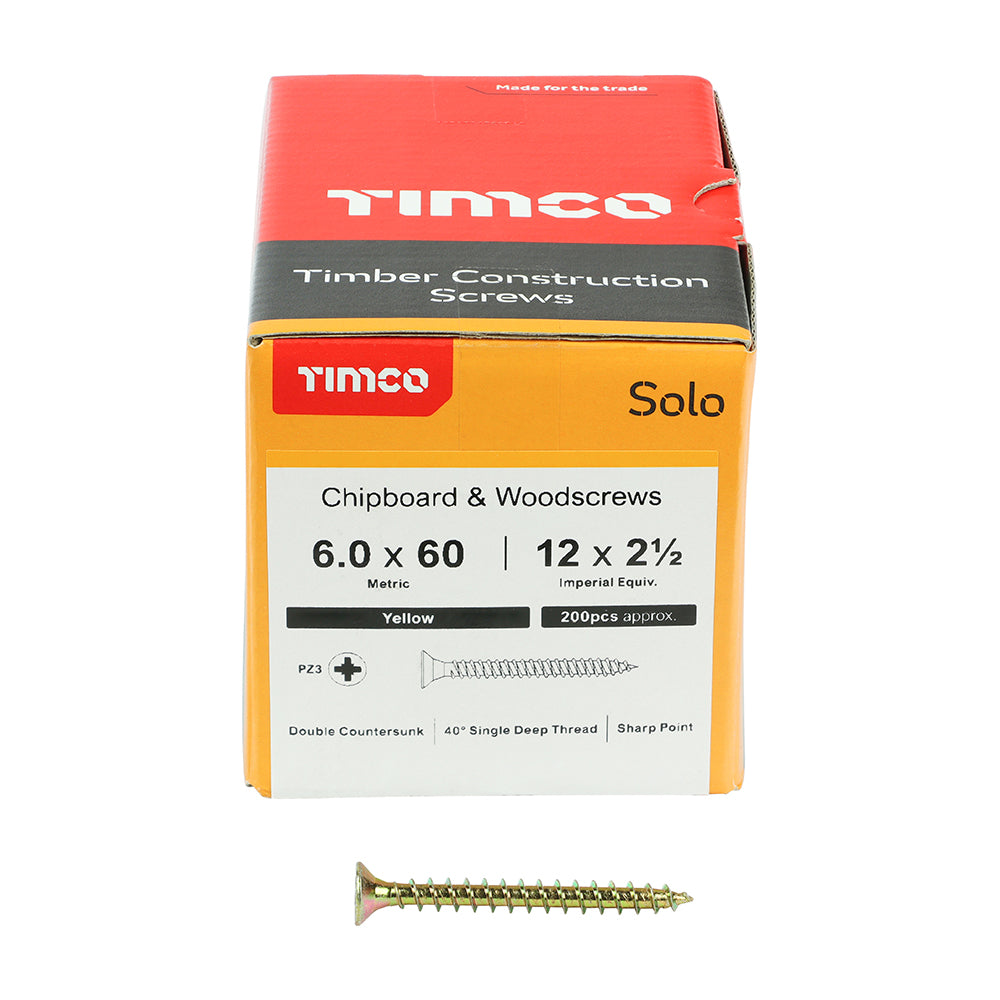 TIMCO Solo Countersunk Gold Woodscrews - 6.0 x 60 - Image