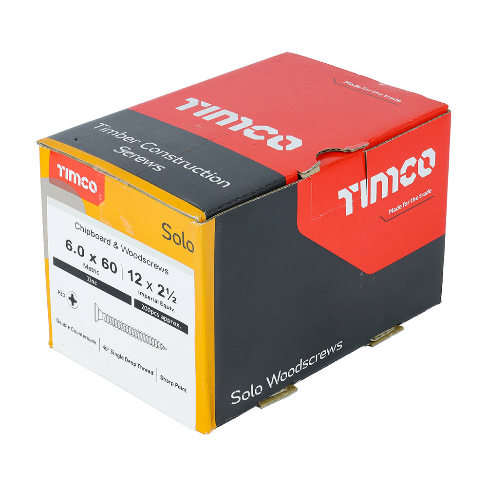 TIMCO Solo Countersunk Silver Woodscrews - 6.0 x 60 - Image