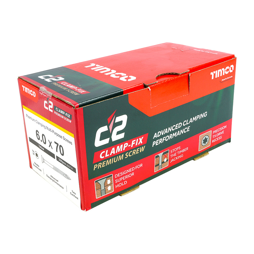 TIMCO C2 Clamp-Fix Multi-Purpose Premium Countersunk Gold Woodscrews - 6.0 x 70 - Image