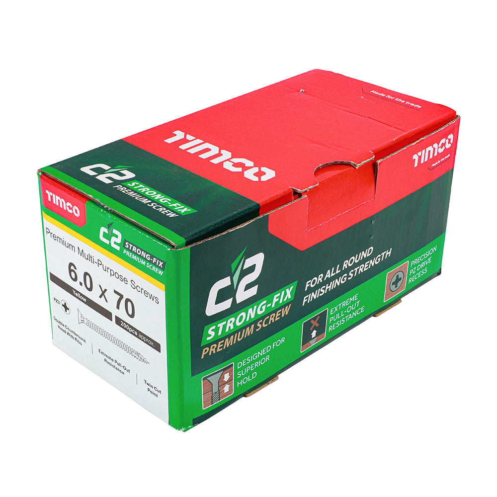TIMCO C2 Strong-Fix Multi-Purpose Premium Countersunk Gold Woodscrews - 6.0 x 70 - Image