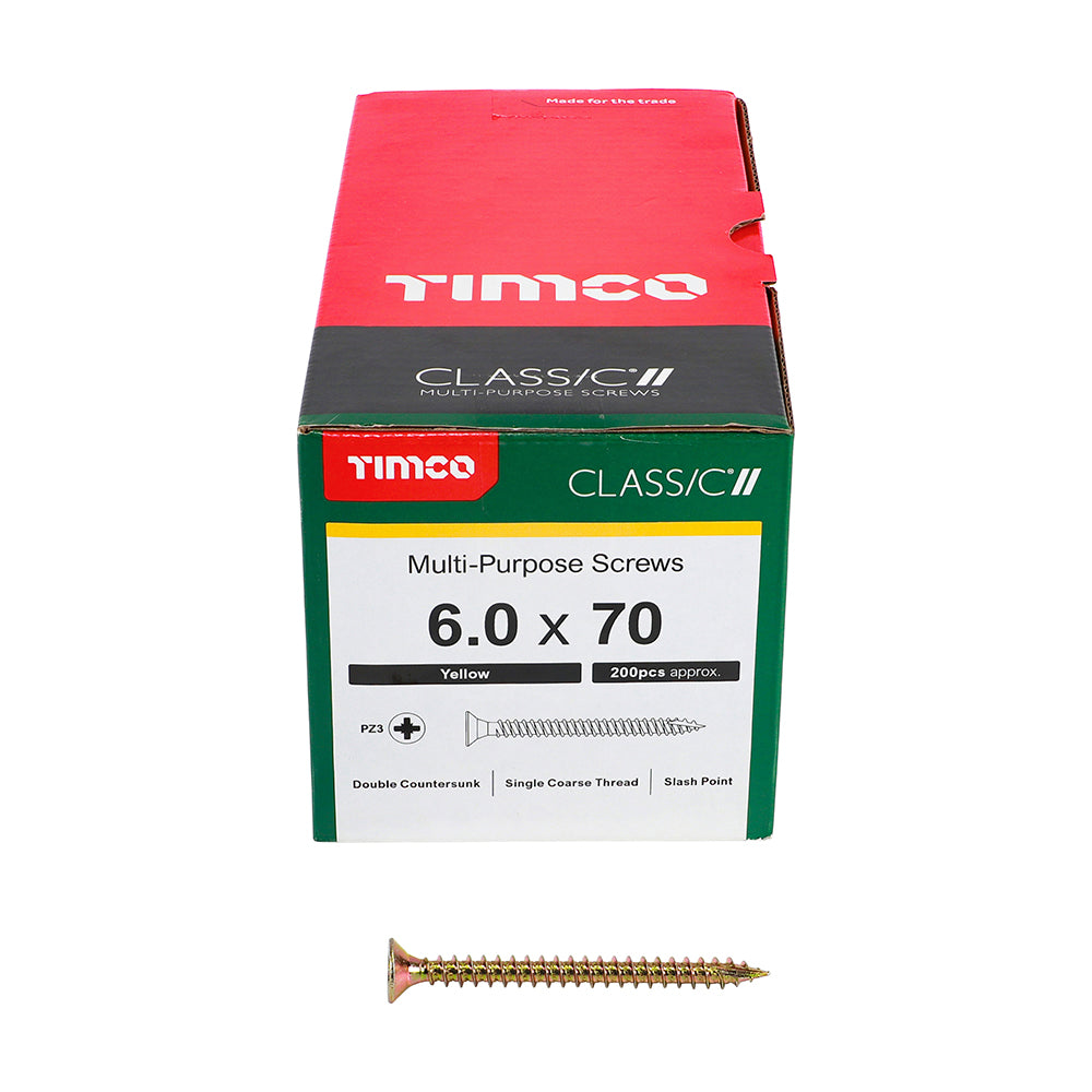 TIMCO Classic Multi-Purpose Countersunk Gold Woodscrews - 6.0 x 70 - Image