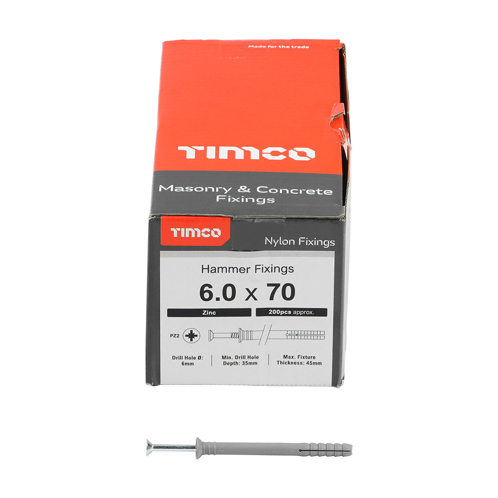 TIMCO Nylon Hammer Fixings - 6.0 x 70 - Image