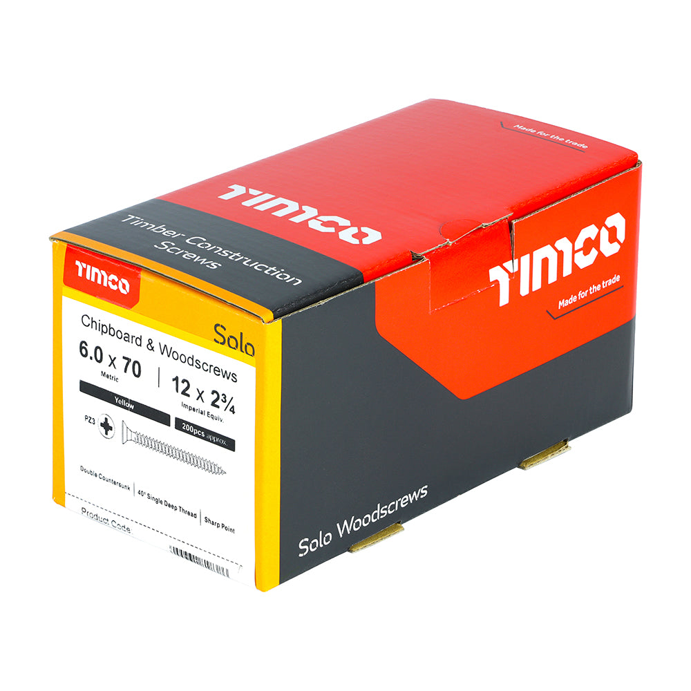 TIMCO Solo Countersunk Gold Woodscrews - 6.0 x 70 - Image