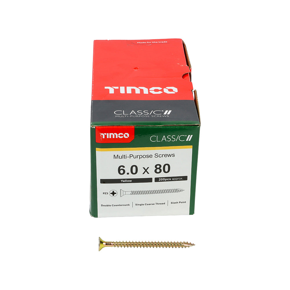 TIMCO Classic Multi-Purpose Countersunk Gold Woodscrews - 6.0 x 80 - Image
