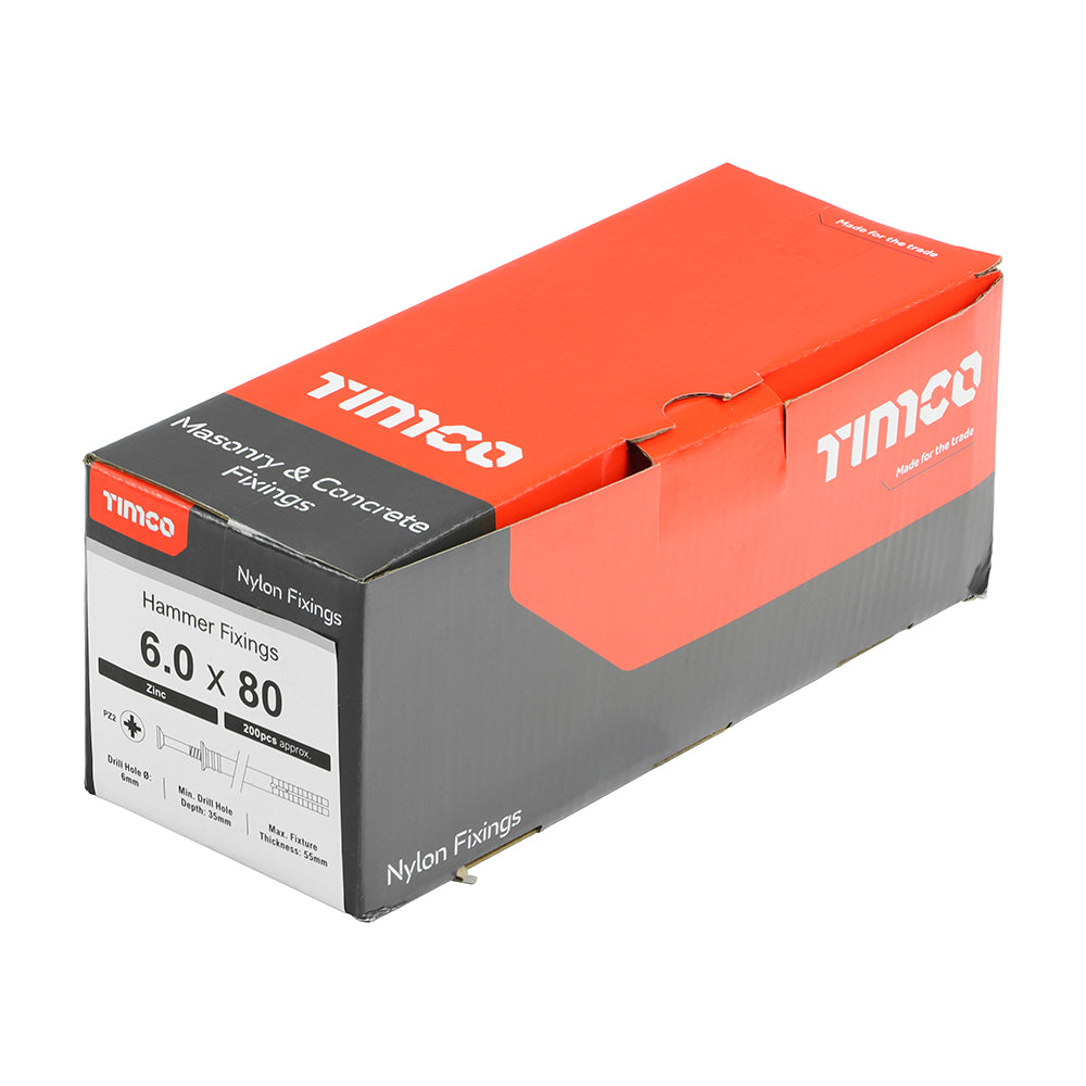 TIMCO Nylon Hammer Fixings - 6.0 x 80 - Image