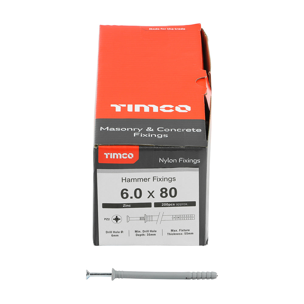 TIMCO Nylon Hammer Fixings - 6.0 x 80 - Image