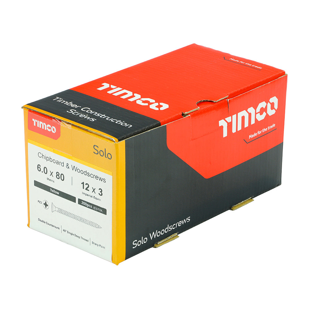 TIMCO Solo Countersunk Gold Woodscrews - 6.0 x 80 - Image