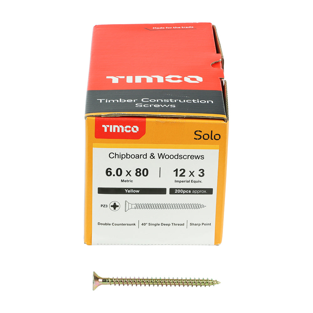 TIMCO Solo Countersunk Gold Woodscrews - 6.0 x 80 - Image