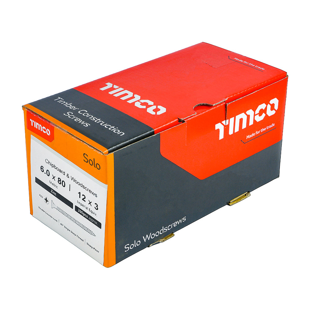 TIMCO Solo Countersunk Silver Woodscrews - 6.0 x 80 - Image