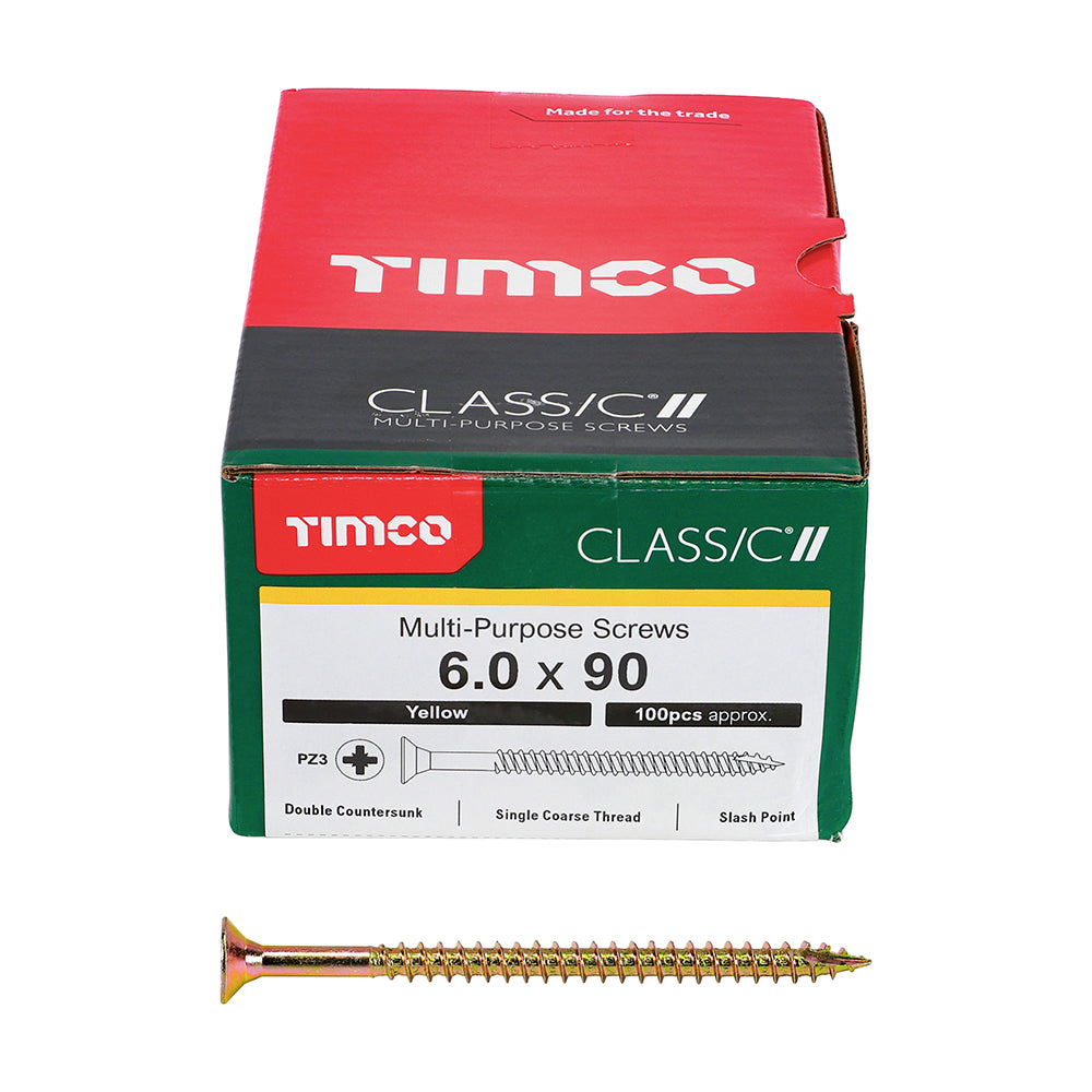 TIMCO Classic Multi-Purpose Countersunk Gold Woodscrews - 6.0 x 90 - Image