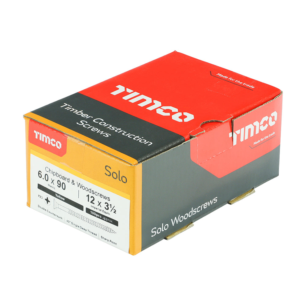 TIMCO Solo Countersunk Gold Woodscrews - 6.0 x 90 - Image