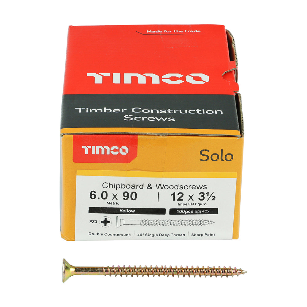 TIMCO Solo Countersunk Gold Woodscrews - 6.0 x 90 - Image