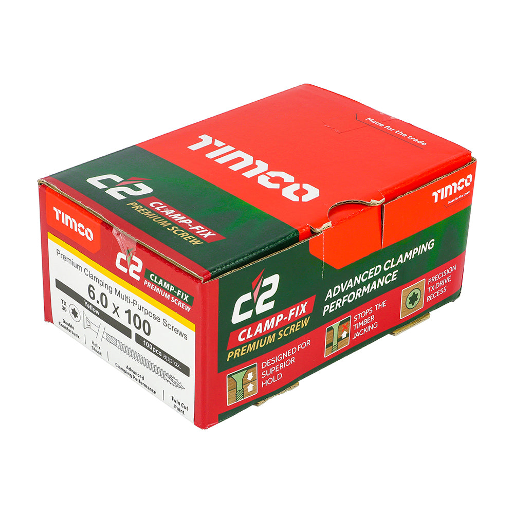 TIMCO C2 Clamp-Fix Multi-Purpose Premium Countersunk Gold Woodscrews - 6.0 x 100 - Image