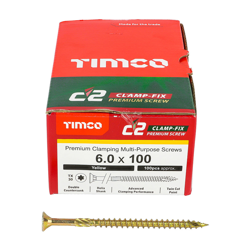 TIMCO C2 Clamp-Fix Multi-Purpose Premium Countersunk Gold Woodscrews - 6.0 x 100 - Image