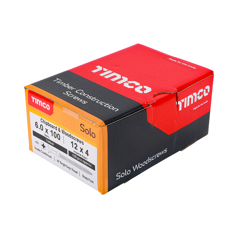 TIMCO Solo Countersunk Gold Woodscrews - 6.0 x 100 - Image