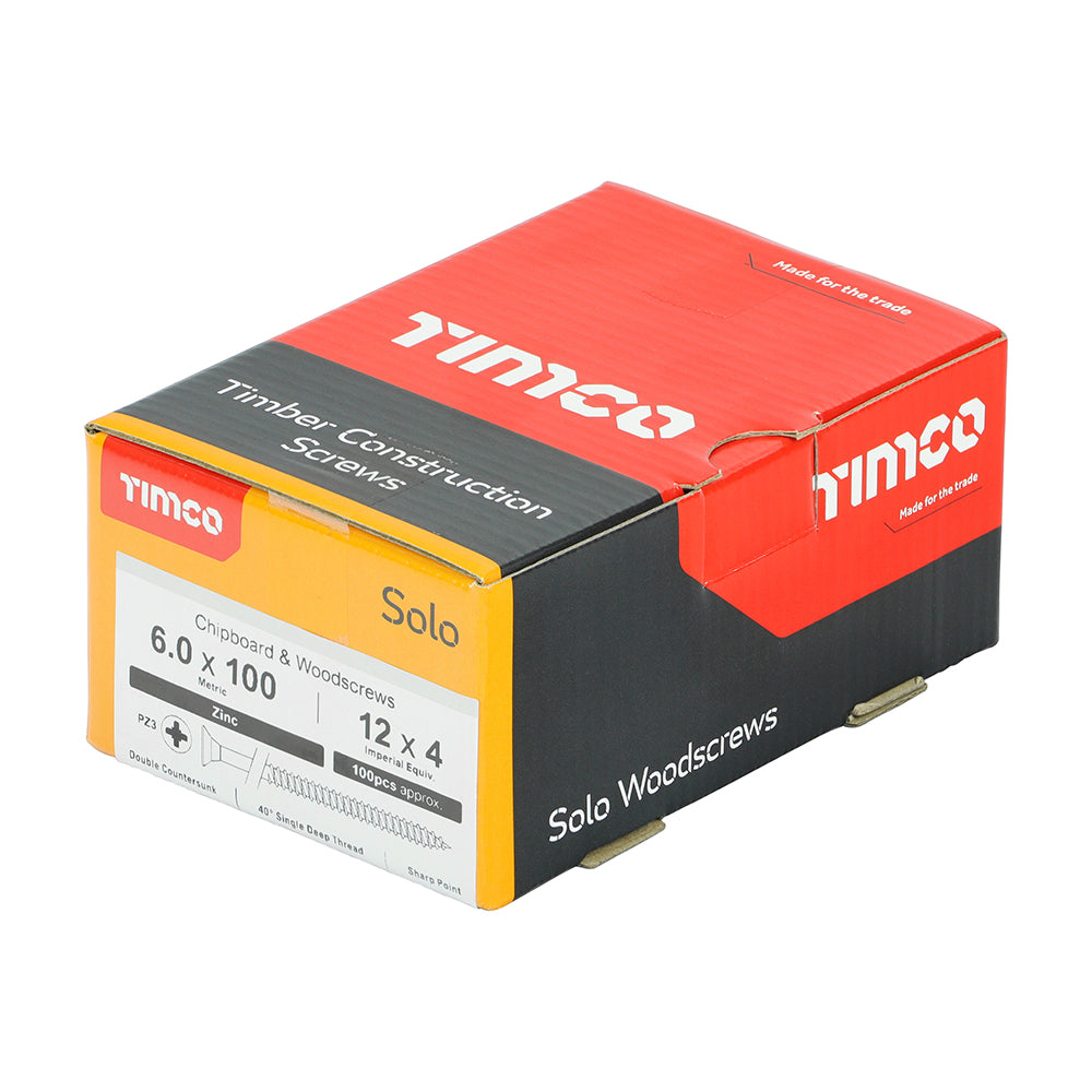 TIMCO Solo Countersunk Silver Woodscrews - 6.0 x 100 - Image
