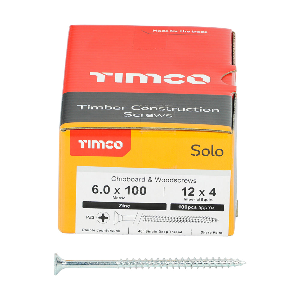 TIMCO Solo Countersunk Silver Woodscrews - 6.0 x 100 - Image