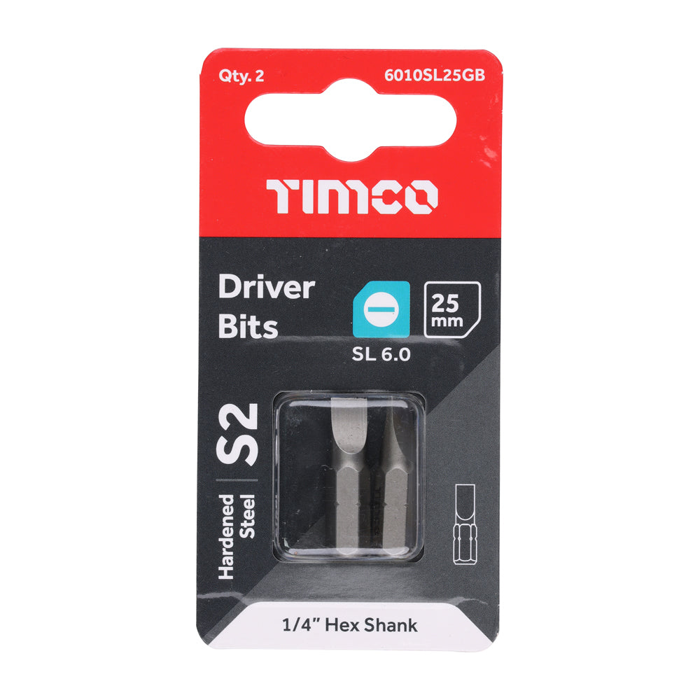 TIMCO Slotted Driver Bit S2 Grey - 6.0 x 1.0 x 25 - Image