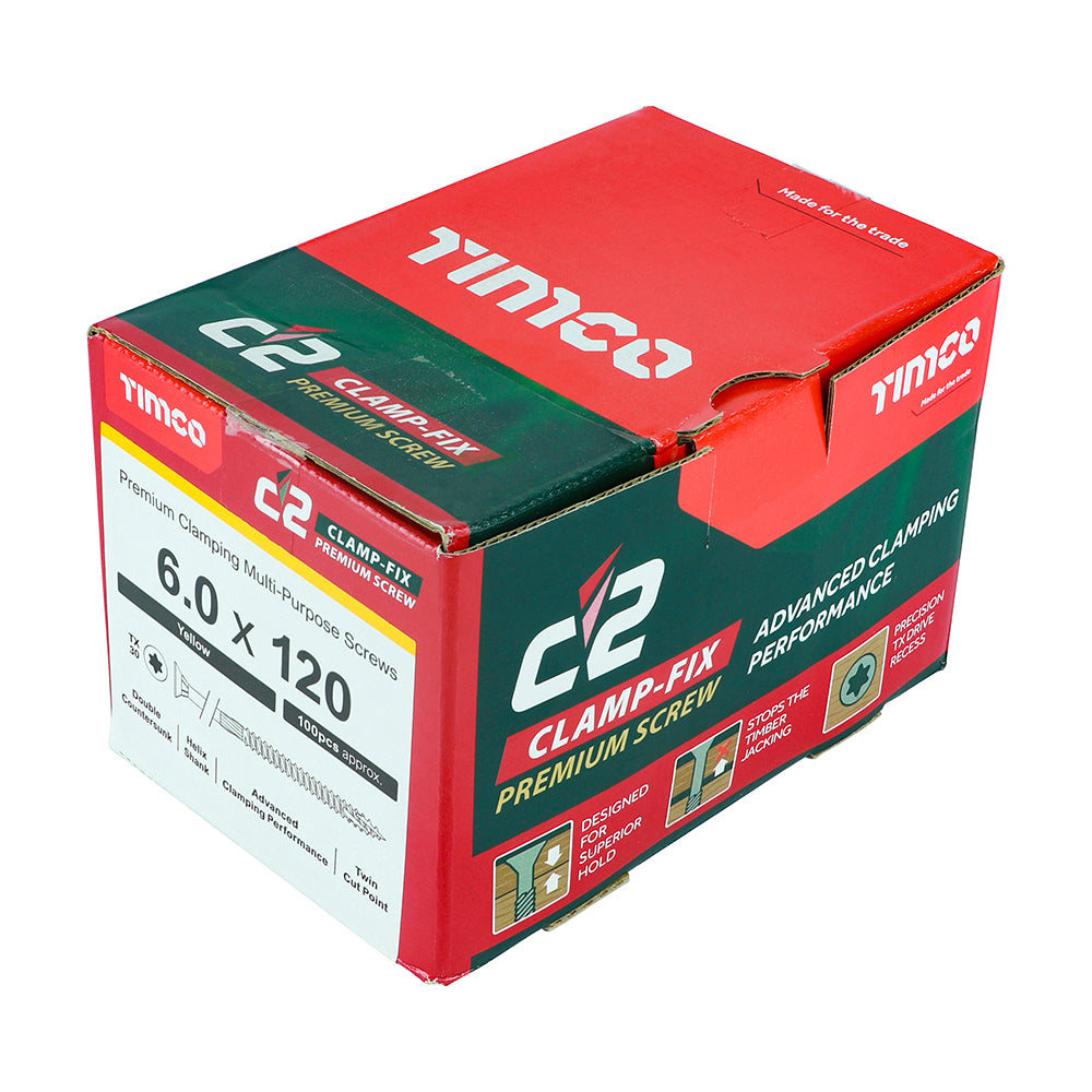 TIMCO C2 Clamp-Fix Multi-Purpose Premium Countersunk Gold Woodscrews - 6.0 x 120 - Image