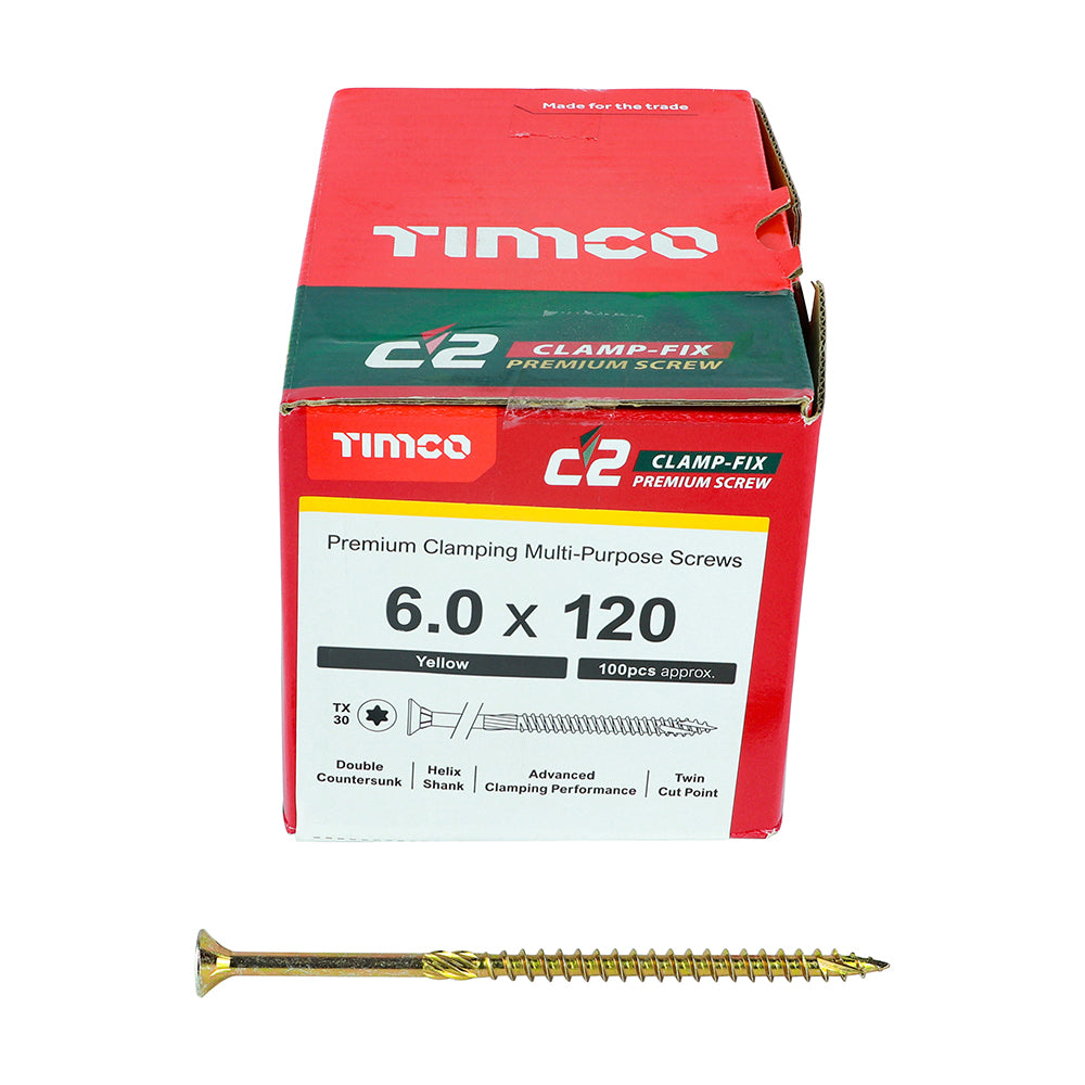 TIMCO C2 Clamp-Fix Multi-Purpose Premium Countersunk Gold Woodscrews - 6.0 x 120 - Image
