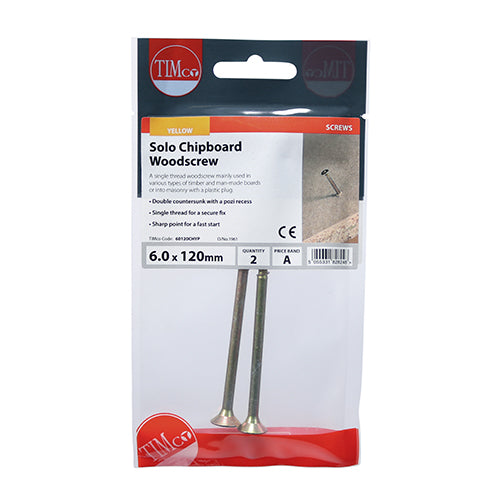TIMCO Solo Countersunk Gold Woodscrews - 6.0 x 120 - Image