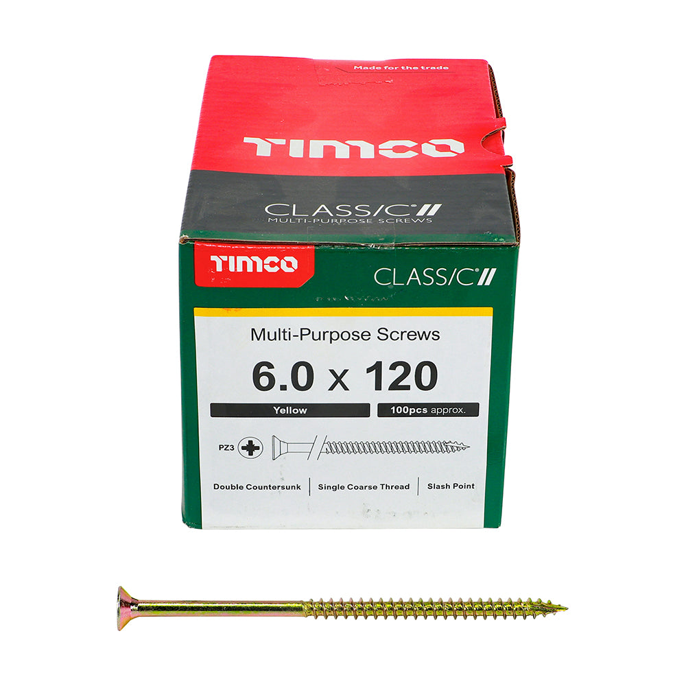 TIMCO Classic Multi-Purpose Countersunk Gold Woodscrews - 6.0 x 120 - Image