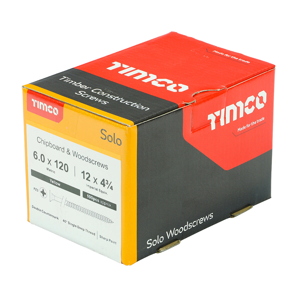 TIMCO Solo Countersunk Gold Woodscrews - 6.0 x 120 - Image