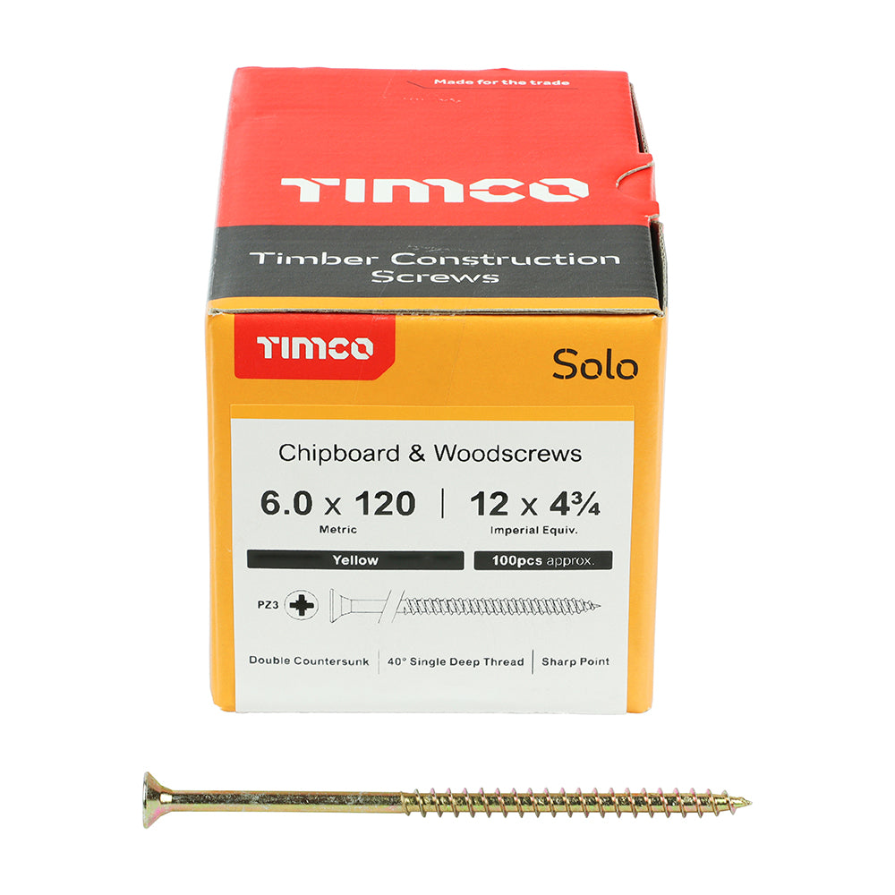 TIMCO Solo Countersunk Gold Woodscrews - 6.0 x 120 - Image