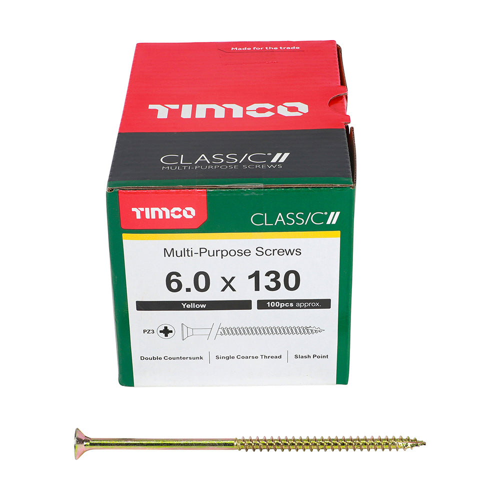 TIMCO Classic Multi-Purpose Countersunk Gold Woodscrews - 6.0 x 130 - Image