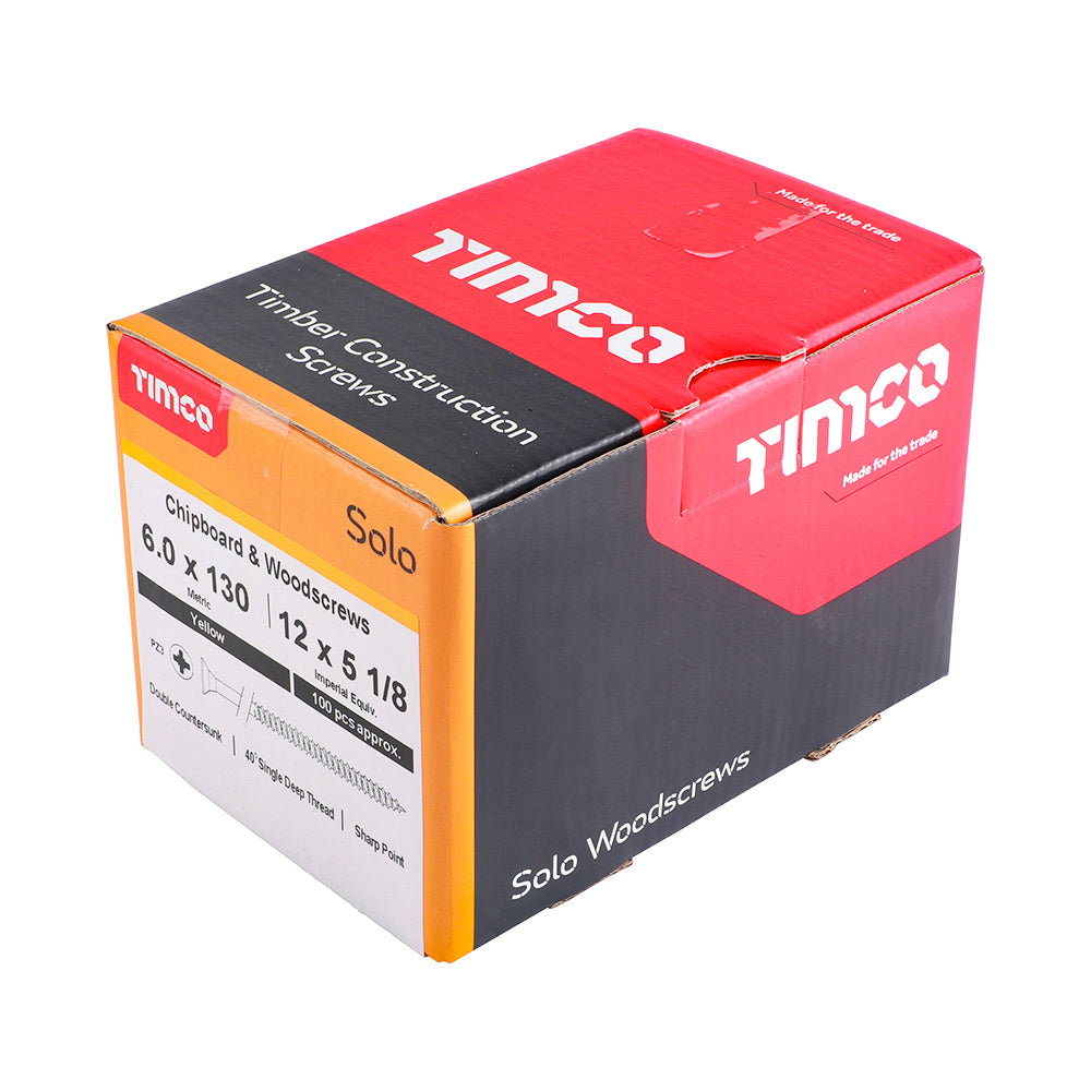 TIMCO Solo Countersunk Gold Woodscrews - 6.0 x 130 - Image