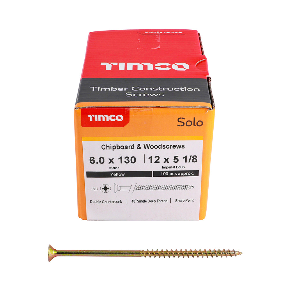 TIMCO Solo Countersunk Gold Woodscrews - 6.0 x 130 - Image