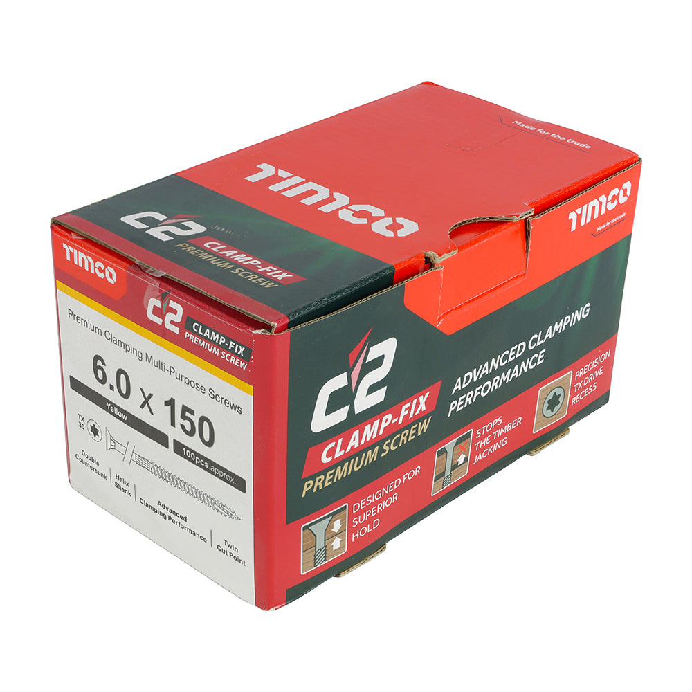 TIMCO C2 Clamp-Fix Multi-Purpose Premium Countersunk Gold Woodscrews - 6.0 x 150 - Image
