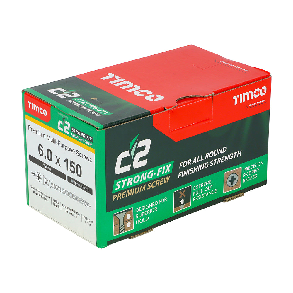 TIMCO C2 Strong-Fix Multi-Purpose Premium Countersunk Gold Woodscrews - 6.0 x 150 - Image