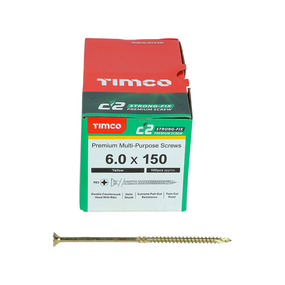 TIMCO C2 Strong-Fix Multi-Purpose Premium Countersunk Gold Woodscrews - 6.0 x 150 - Image