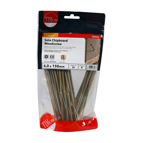 TIMCO Solo Countersunk Gold Woodscrews - 6.0 x 150 - Image