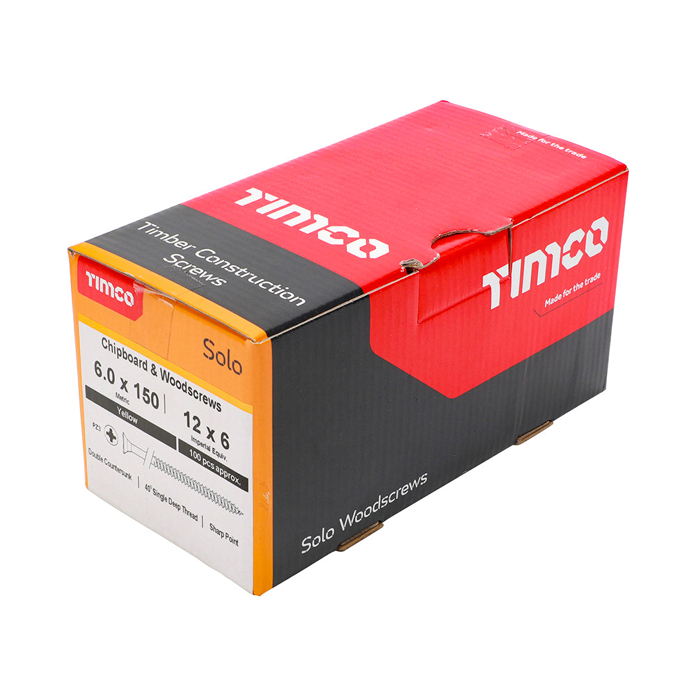 TIMCO Solo Countersunk Gold Woodscrews - 6.0 x 150 - Image