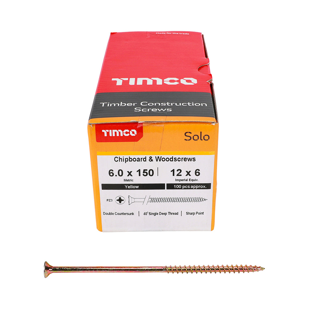 TIMCO Solo Countersunk Gold Woodscrews - 6.0 x 150 - Image
