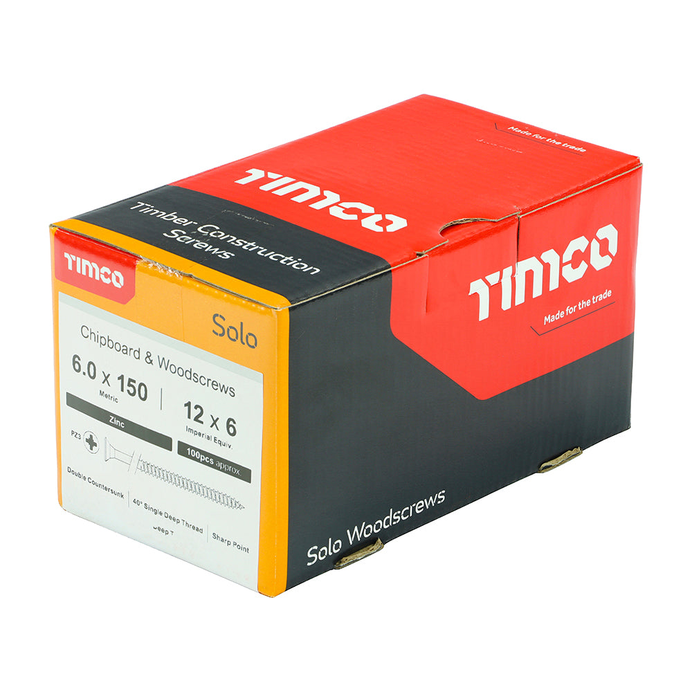 TIMCO Solo Countersunk Silver Woodscrews - 6.0 x 150 - Image
