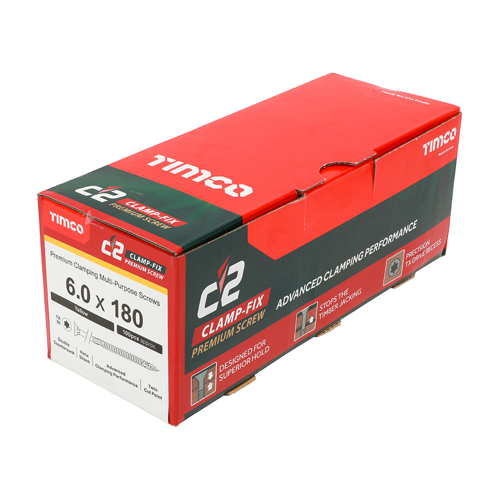 TIMCO C2 Clamp-Fix Multi-Purpose Premium Countersunk Gold Woodscrews - 6.0 x 180 - Image