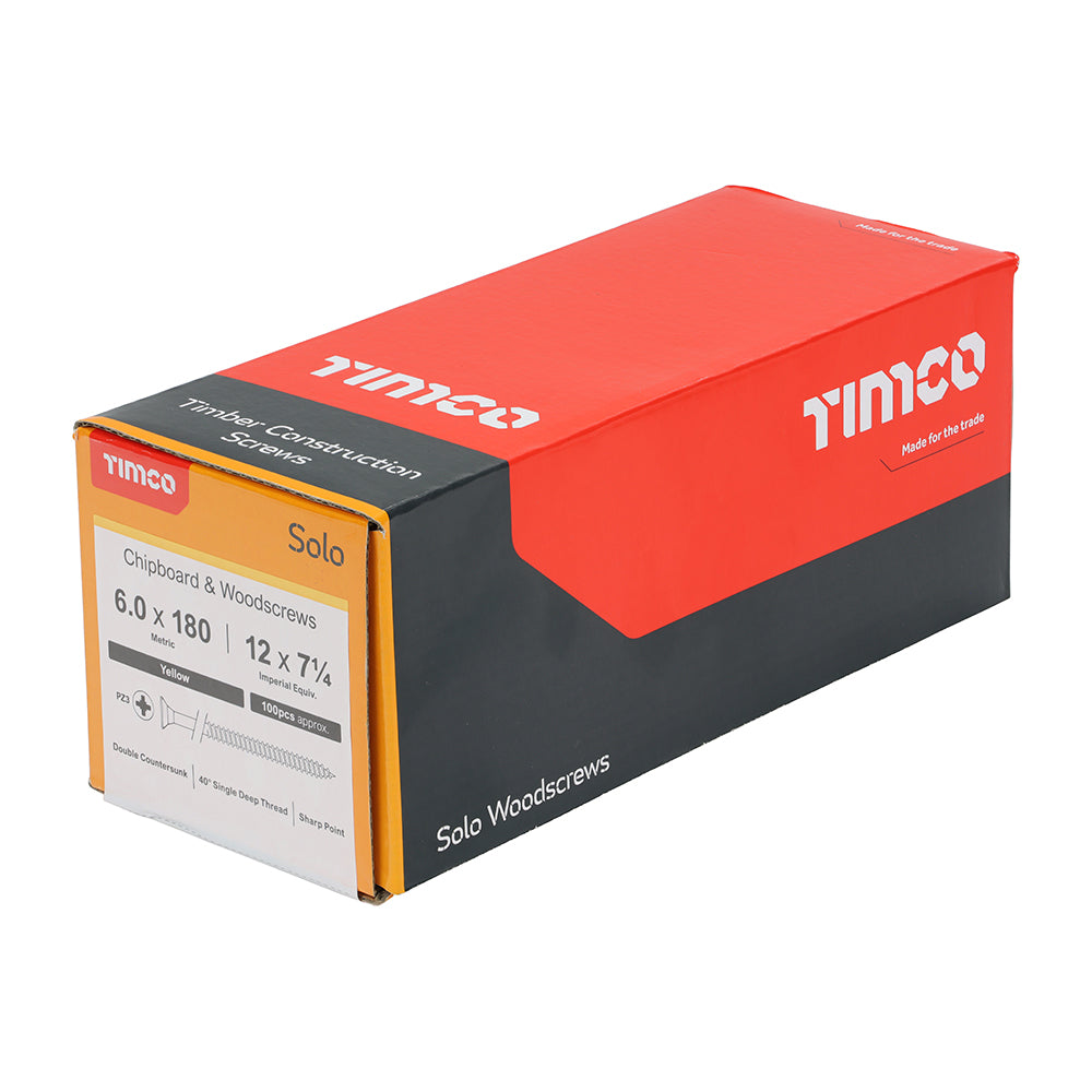 TIMCO Solo Countersunk Gold Woodscrews - 6.0 x 180 - Image