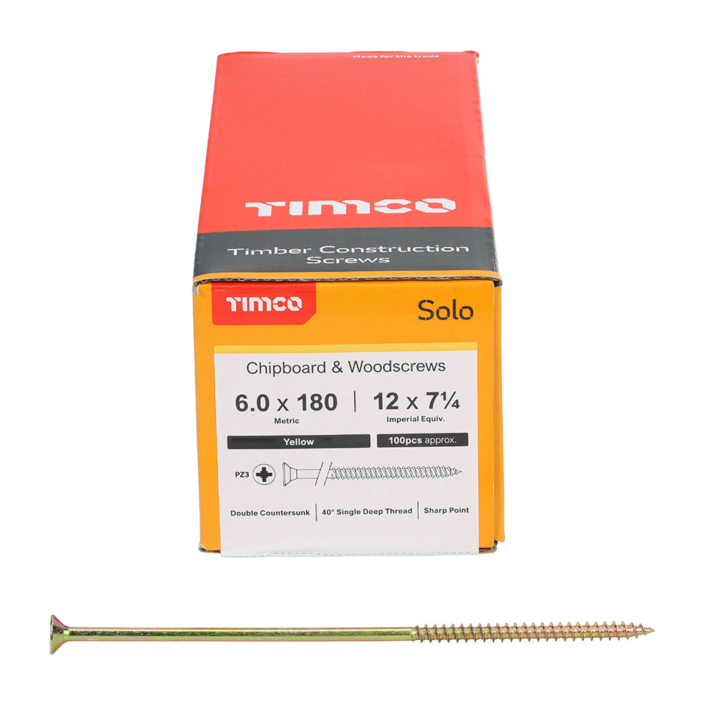 TIMCO Solo Countersunk Gold Woodscrews - 6.0 x 180 - Image