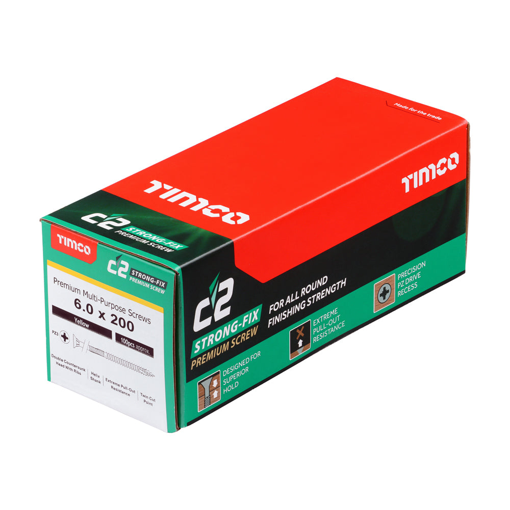 TIMCO C2 Strong-Fix Multi-Purpose Premium Countersunk Gold Woodscrews - 6.0 x 200 - Image