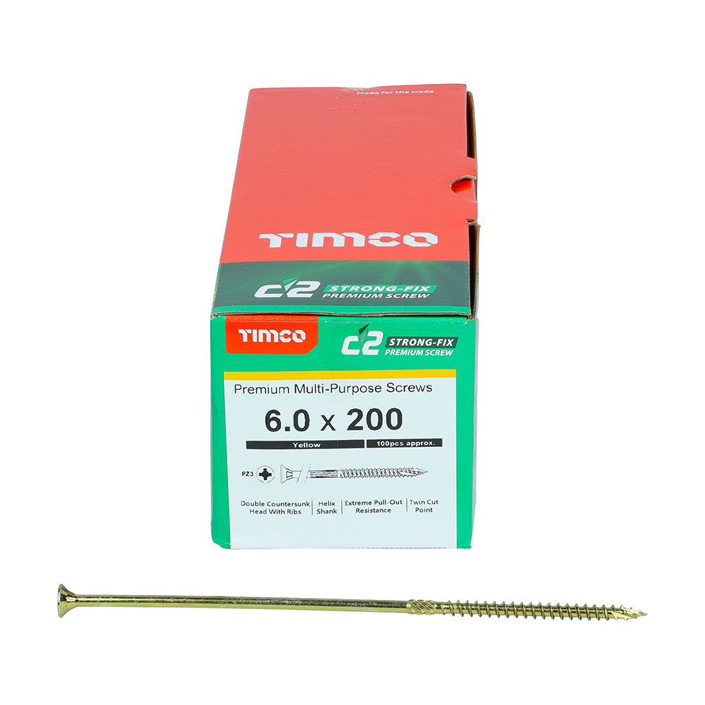TIMCO C2 Strong-Fix Multi-Purpose Premium Countersunk Gold Woodscrews - 6.0 x 200 - Image