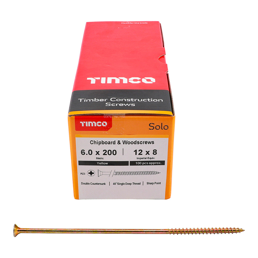 TIMCO Solo Countersunk Gold Woodscrews - 6.0 x 200 - Image