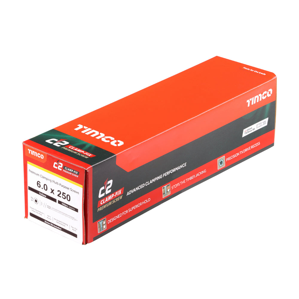 TIMCO C2 Clamp-Fix Multi-Purpose Premium Countersunk Gold Woodscrews - 6.0 x 250 - Image