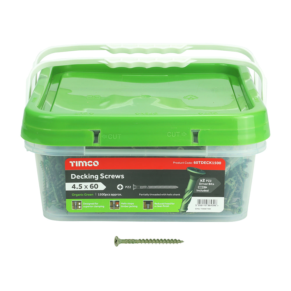 TIMCO Decking Screws Countersunk Exterior Green - 4.5 x 60 - Image