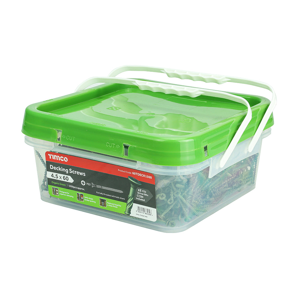 TIMCO Decking Screws Countersunk Exterior Green - 4.5 x 60 - Image