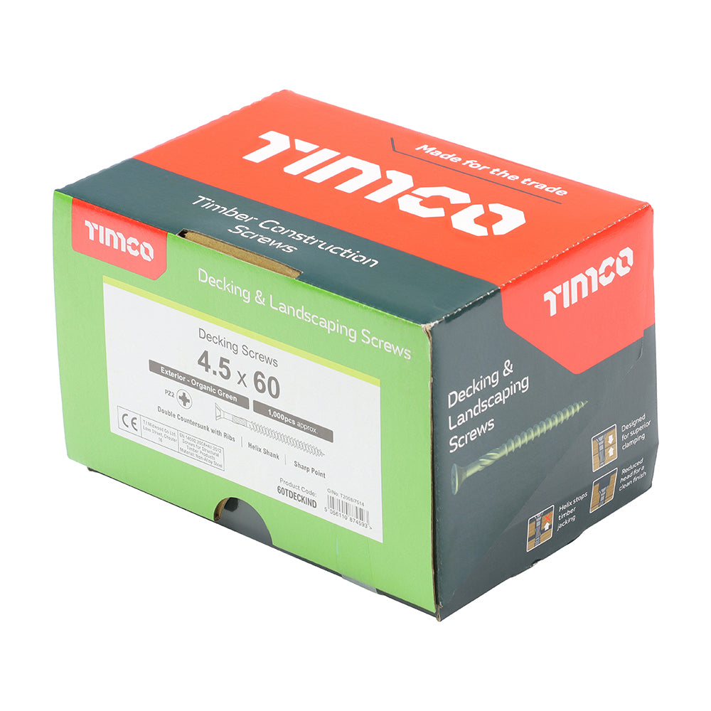 TIMCO Decking Screws Countersunk Exterior Green - 4.5 x 60 - Image