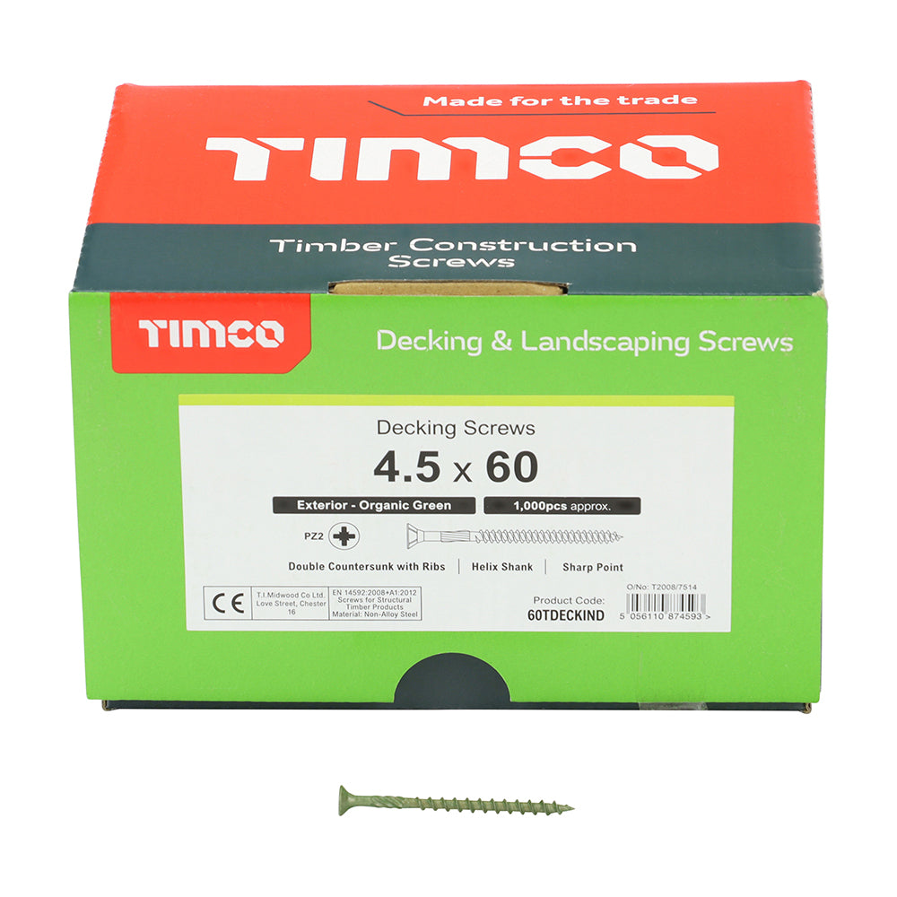 TIMCO Decking Screws Countersunk Exterior Green - 4.5 x 60 - Image