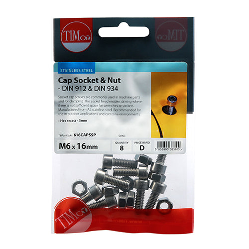 TIMCO Cap Socket Screws DIN912 A2 Stainless Steel - M6 x 16 - Image